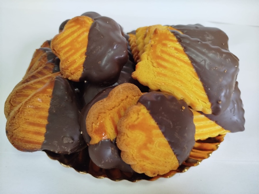 Bolachas de manteiga com chocolate